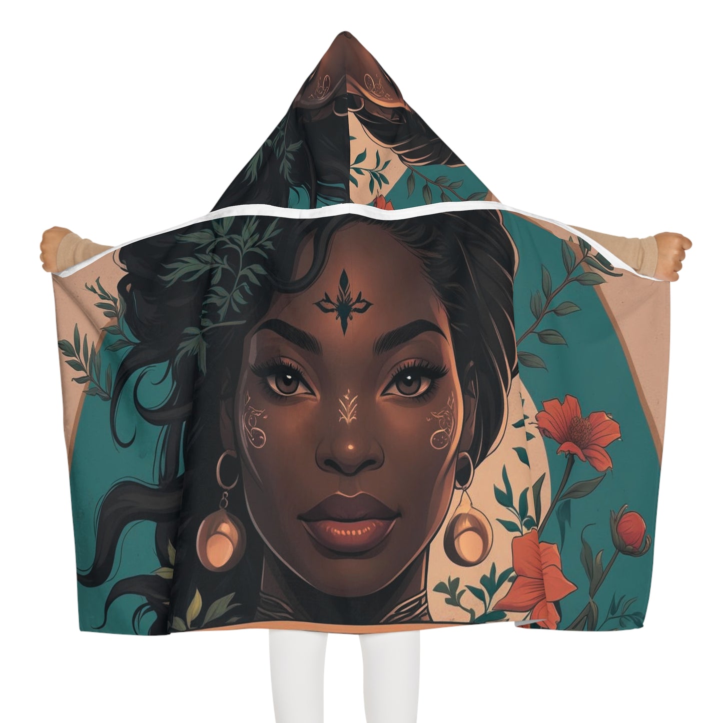 Bohemian Youth Hooded Towel, Ideal for Beach Days, Pool Parties, Spa Days, Gift for Kids, Fun Summer Accessory