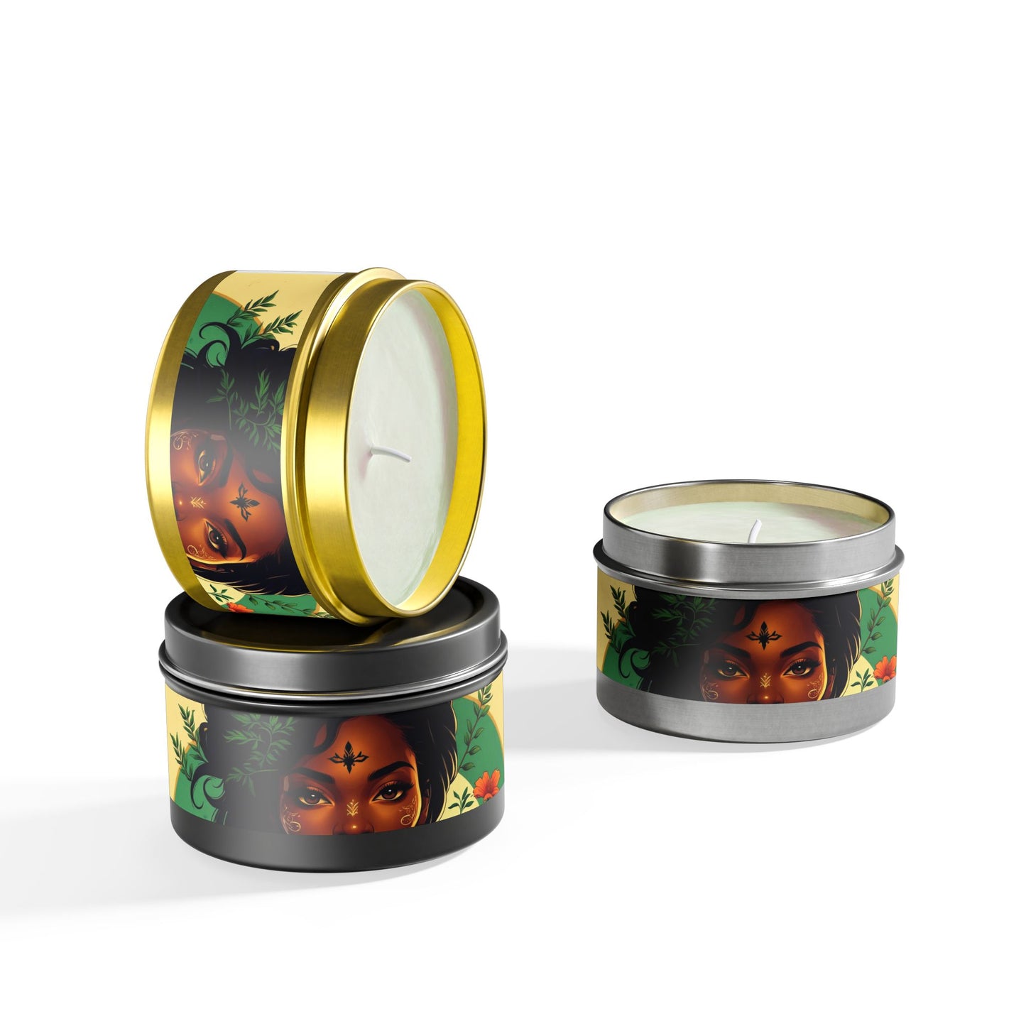 Artistic Tin Candles with Floral Design, Relaxing Home Decor, Gift for Her, Self-Care, Aromatherapy Candles, Birthday Gift