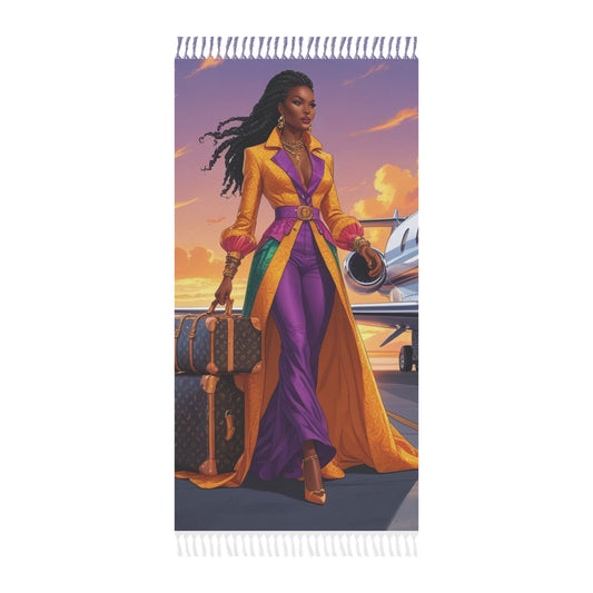 Boho Beach Towel with Chic Travel Design, Stylish Poolside Accessory, Perfect for Summer, Gift for Beach Lovers, Vacation Decor