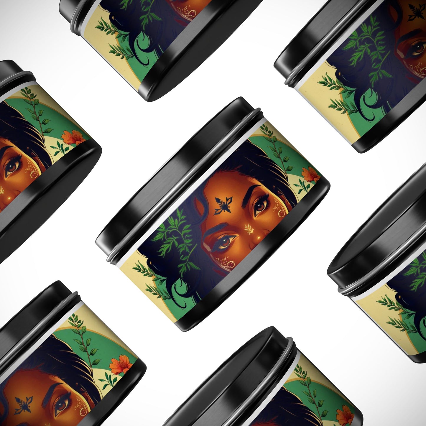 Artistic Tin Candles with Floral Design, Relaxing Home Decor, Gift for Her, Self-Care, Aromatherapy Candles, Birthday Gift